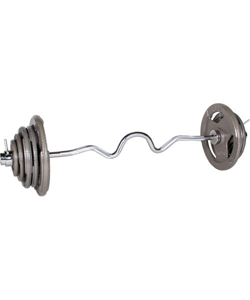 Keičiamo svorio hanteliai ir rinkiniai inSPORTline: Olympic Plate-Loaded Barbell Set inSPORTline Triceps Combo 120 cm/50 mm 5...