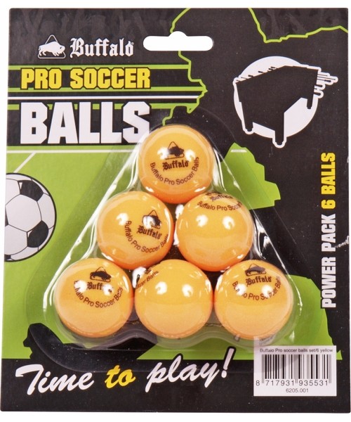 Aksesuarai žaidimo stalams Buffalo: Stalo futbolo kamuoliukai Buffalo Pro, geltoni, 6 vnt.