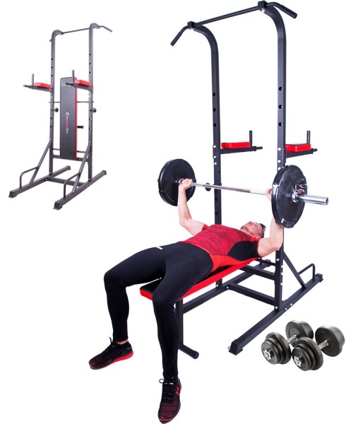 Daugiafunkciniai Pull-Up strypai inSPORTline: Dumbbell Set w/ Dip Station inSPORTline Power Tower 3-50 kg