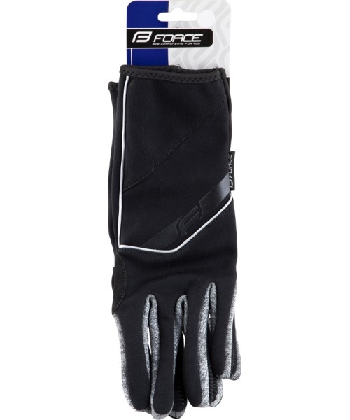 Aksesuarai bei priedai dviračiams : Pirštinės FORCE GALE softshell (juoda) M