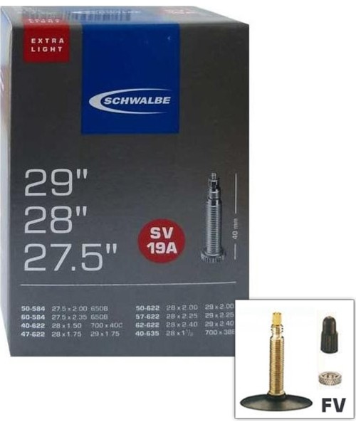 Aksesuarai bei priedai dviračiams : Kamera Schwalbe MTB SV19A Extralight 27.5x2.00 / 29x2.40 (50/60-584 40/62-622/635) FV 40m...