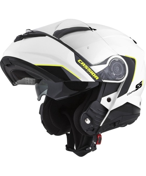 Modular Helmets Cassida: Motorcycle Helmet Cassida Compress 2.0 Refraction White/Black/Fluo Yellow P/J