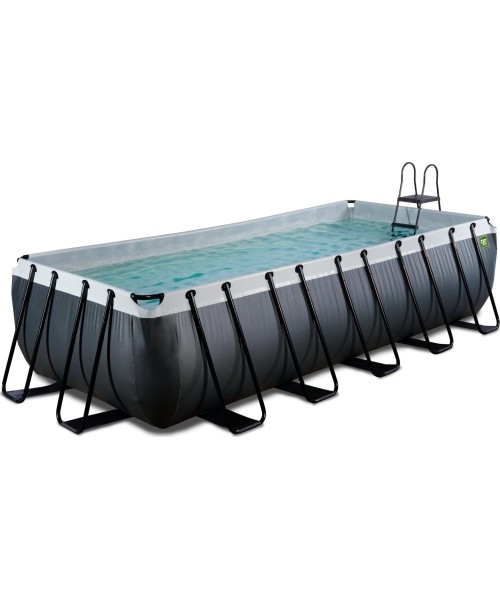 Viršžeminiai baseinai Exit: EXIT Black Leather pool 540x250x122cm with sand filter pump - black