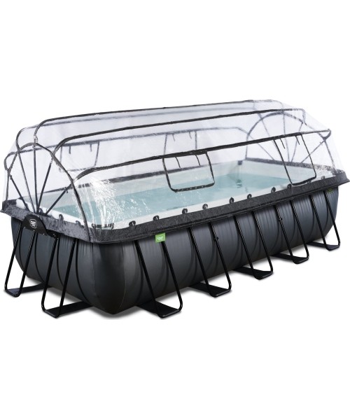 Viršžeminiai baseinai Exit: EXIT Black Leather pool 540x250x122cm with sand filter pump and dome - black