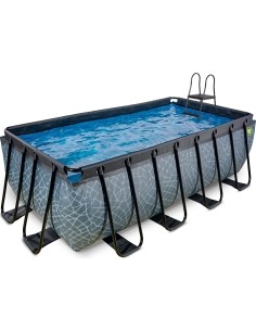 Viršžeminiai baseinai Exit: EXIT Stone pool 400x200x122cm with sand filter pump - grey