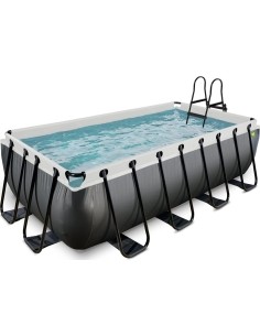 Above Ground Pools Exit: EXIT Black Leather pool 400x200x100cm with sand filter pump - black