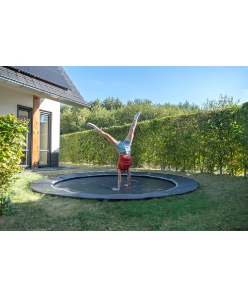 EXIT Dynamic ground level sports trampoline ø427cm - black
