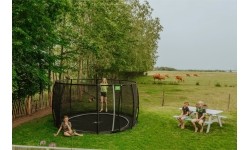 EXIT Dynamic įleidžiamas batutas ø305 cm su apsauginiu tinklu – juodas