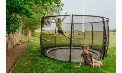 EXIT Dynamic įleidžiamas batutas ø305 cm su apsauginiu tinklu – juodas
