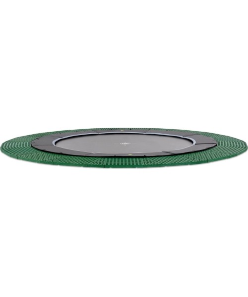 EXIT Dynamic ground level trampoline ø427cm with Freezone safety tiles - black