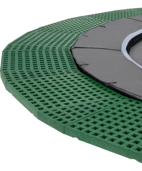 EXIT Dynamic ground level trampoline ø427cm with Freezone safety tiles - black
