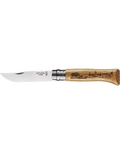 Opinel knife 8 inox oak Animal series - wild boar