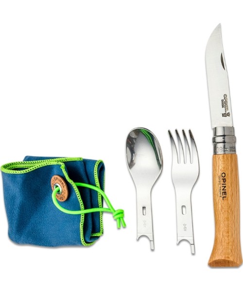 Medžiokliniai ir išgyvenimo peiliai Opinel: Peilis su šaukšto ir šakutės priedais Opinel Picnic Plus Complete set with N08 knife