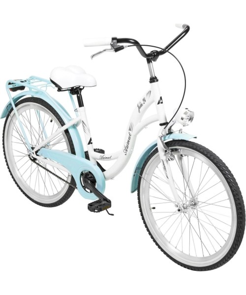 Dviračiai jaunimui ir suaugusiems : Dviratis AZIMUT Julie 24" 2023 white-turquoise