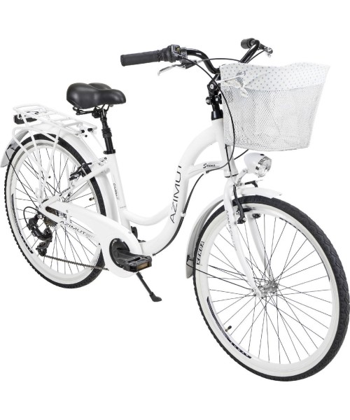 Dviračiai jaunimui ir suaugusiems : Dviratis AZIMUT Sarema 26" ALU TX-6 2021, baltas