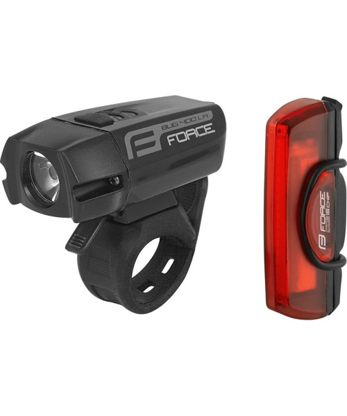 Aksesuarai bei priedai dviračiams : Žibintų komplektas Force Glare USB