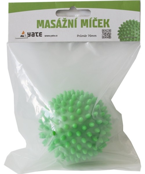 Masažo kamuoliukas Yate Spiky, 7 cm, žalias