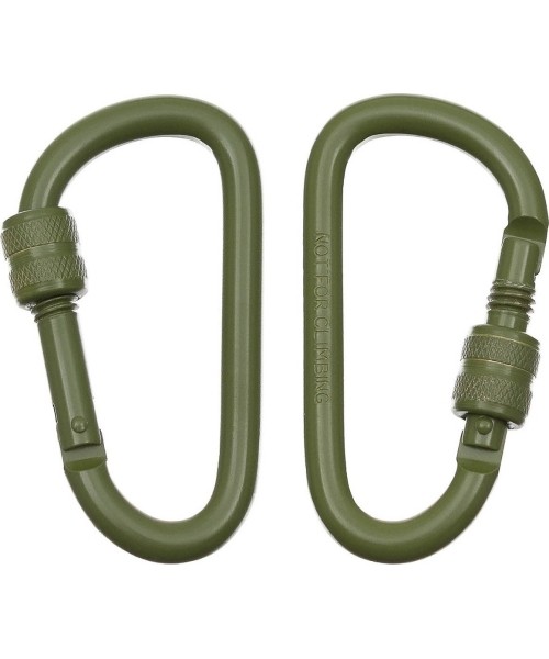 Survival Tools and Kits MFH: Carabiner D MFH Screw Lock - Green, 8mmx8cm