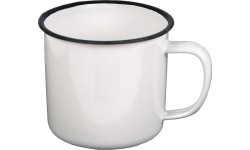 Gertuvės ir puodeliai FoxOutdoor: Emaliuotas puodelis MFH, balta-juoda, 350ml