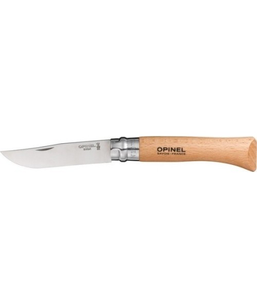 Medžiokliniai ir išgyvenimo peiliai Opinel: Peilis Opinel 10, Inox nerūdijantis plienas, buko medienos