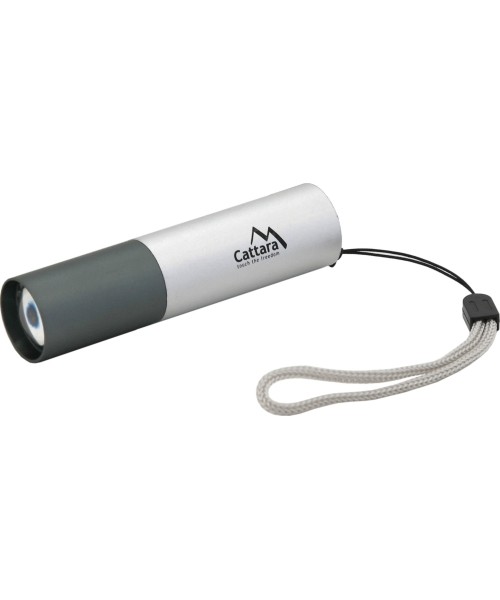 Flashlights Cattara: Įkraunamas LED žibintuvėlis Cattara ZOOM SIlver 120lm