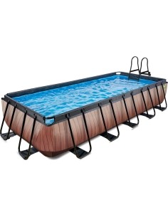 EXIT Wood pool 540x250x100cm with filter pump - brown