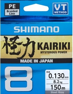 Pintas valas Shimano Kairiki 8 150 m, plieno pilkumo, 0,100 mm/6,5 kg