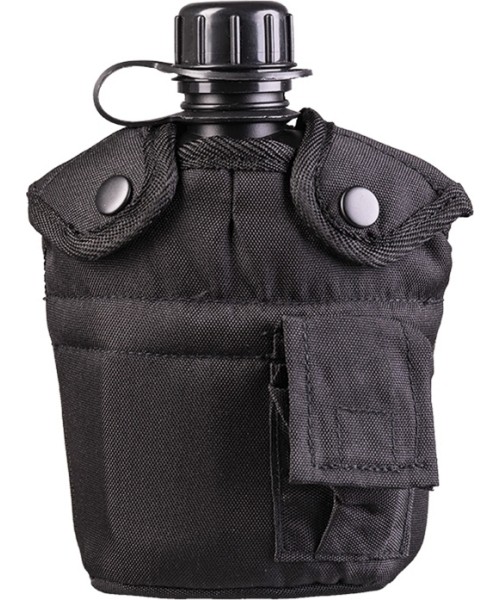 Gertuvės ir puodeliai MIL-TEC: BLACK US PLASTIC CANTEEN W.CUP AND COVER