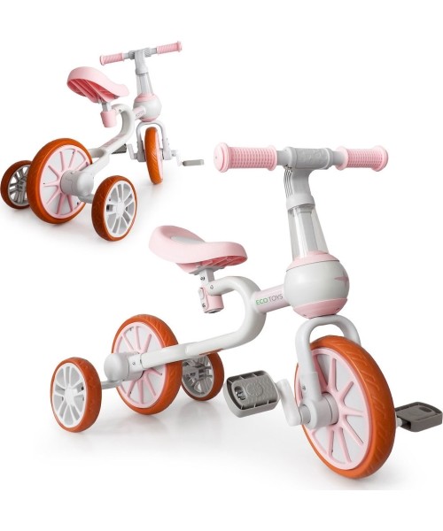 Vaikiški paspirtukai Eco Toys: Balansinis dviratukas Ecotoys 4in1, su pedalais ir šoniniais ratukais