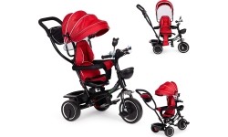 Children's Scooters Eco Toys: Triratukas su pasukama sėdyne Eco Toys, raudonas
