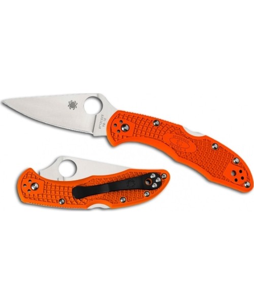 Medžiokliniai ir išgyvenimo peiliai Spyderco, Inc.: Sulankstomas peilis Spyderco C11FPOR Delica 4, plokščiai šlifuotas, oranž...