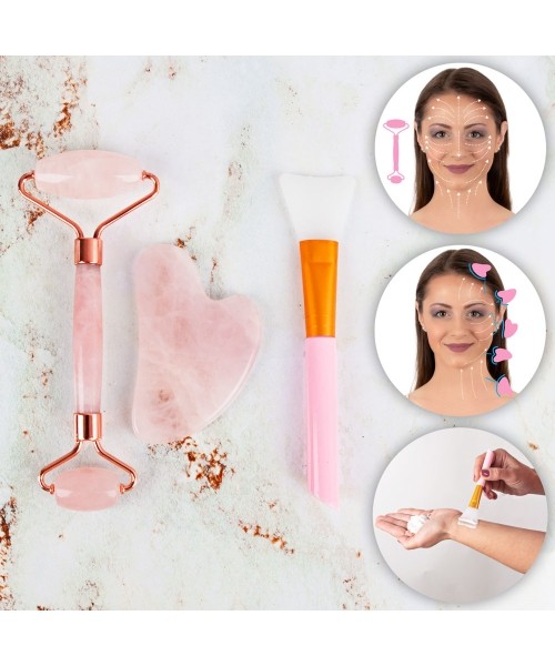 Face Roller & Gua Sha Set inSPORTline Rosado Pro