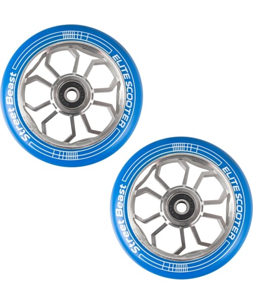 Spare Wheels for Scooters inSPORTline: Atsarginiai triukinio paspirtuko ratukai inSPORTline, 110mm, 2vnt., mėlyni-sidabriniai
