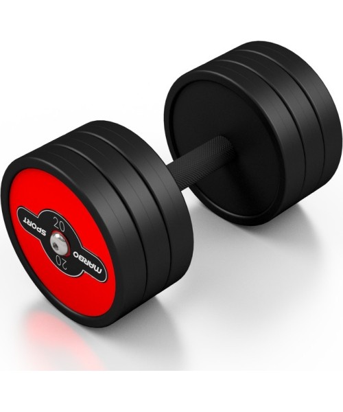 Gumuoti hanteliai Marbo Sport: Plieninis gumuotas hantelis Marbo Sport, 20kg, raudonas