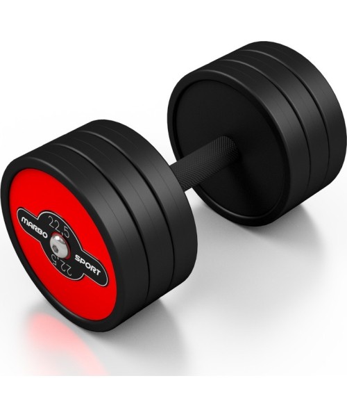 Gumuoti hanteliai Marbo Sport: Gumuotas hantelis Marbo, 22.5kg, raudonas