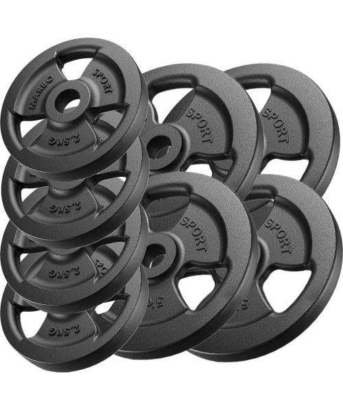 30 mm - Plieniniai svoriai Marbo Sport: Ketaus svorių komplektas Marbo, 30kg / 4x5kg + 4x2.5kg