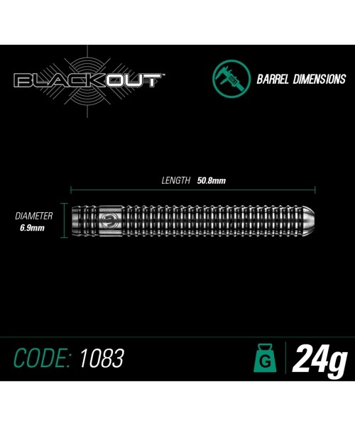 Smiginio strėlytės Winmau Blackout Steel Tip 24 g