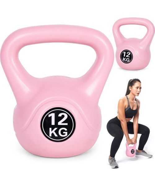 Dumbbells for Aerobics ModernHOME: Kettlebell kettle 12kg pratybų hantelis kamuolys fitneso svoris rožinis ModernHome