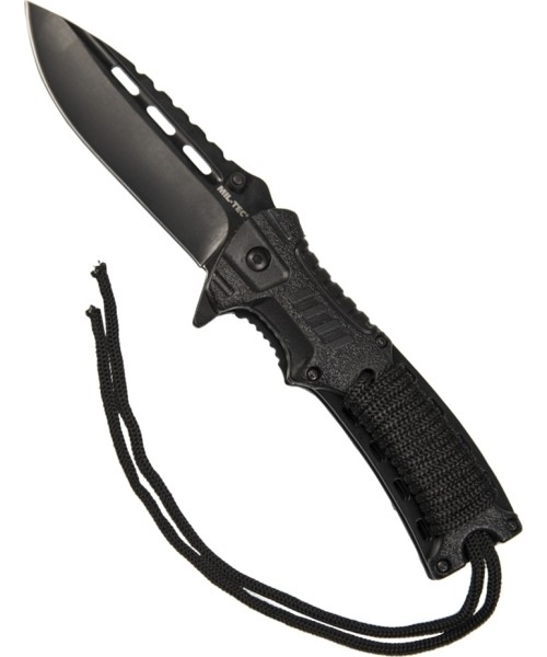 Medžiokliniai ir išgyvenimo peiliai MIL-TEC: JUODAS VIENOS RANKOS PEILIS PARACORD W.FIRE STARTER