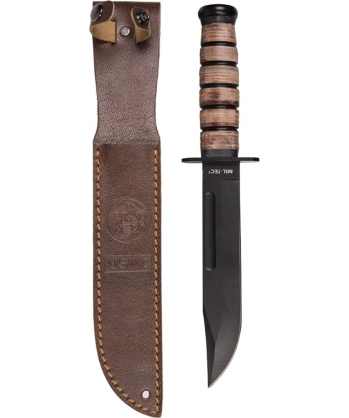 Medžiokliniai ir išgyvenimo peiliai MIL-TEC: USMC COMBAT KNIFE WITH LEATHER SHEATH