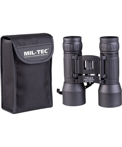 Stovyklavimo aksesuarai MIL-TEC: BLACK COLLAPSIBLE BINOCULAR 10X42