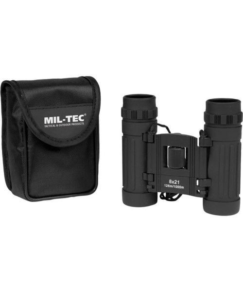 Stovyklavimo aksesuarai MIL-TEC: BLACK COLLAPSIBLE BINOCULAR 8X21
