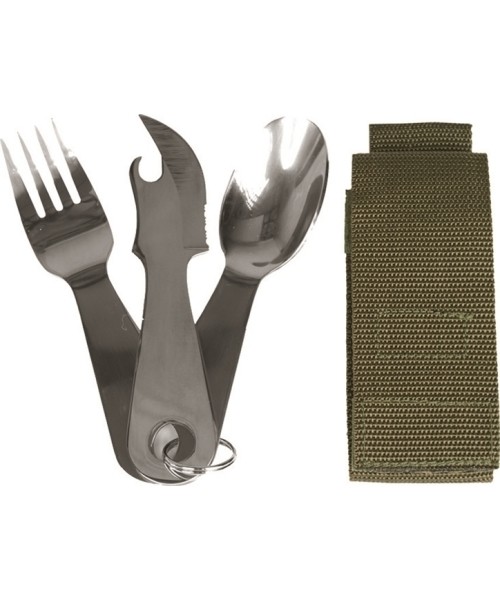 Stalo įrankiai MIL-TEC: EATING UTENSIL STAINLESS STEEL W.POUCH