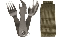 Stalo įrankiai MIL-TEC: EATING UTENSIL STAINLESS STEEL W.POUCH