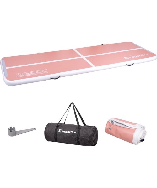 Pripučiami kilimėliai inSPORTline: Pripučiamas mankštos kilimėlis inSPORTline Airstunt 400 x 100 x 10 cm Coral Pink