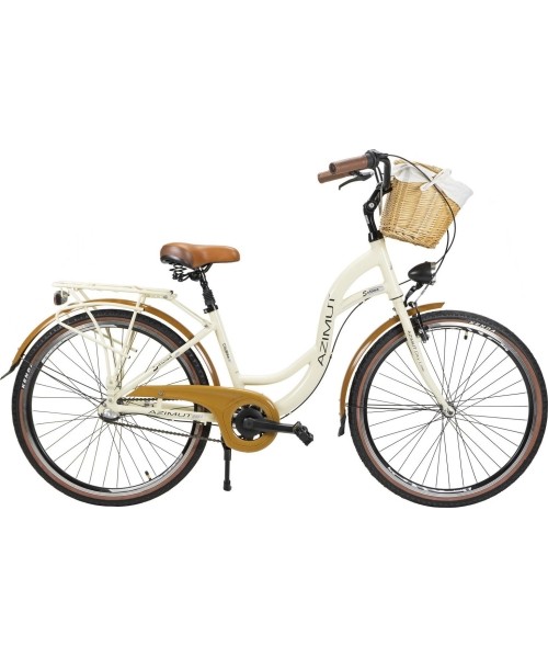 Dviračiai jaunimui ir suaugusiems : Dviratis AZIMUT Sarema ALU 26" 3-speed 2023 cream semi-matt