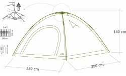 Palapinės Cattara: Greitai sulankstoma palapinė BUDVA 3-4 asmenims 280x220x140cm PU3000mm