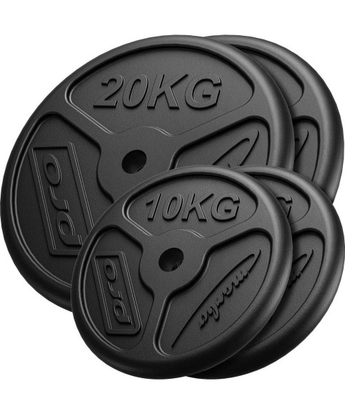 30 mm - Plieniniai svoriai Marbo Sport: Ketaus svorių komplektas Marbo, 60kg / 2x20kg + 2x10kg