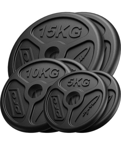 50 mm - Plieniniai svoriai Marbo Sport: Ketaus svorių komplektas Marbo MW-2x15KG_2x10KG_2x5KG-OLI, 60kg / 2x15kg + 2x10kg + 2...