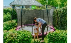 Įleidžiamas batutas EXIT Silhouette ø427 cm su apsauginiu tinklu, rožinis